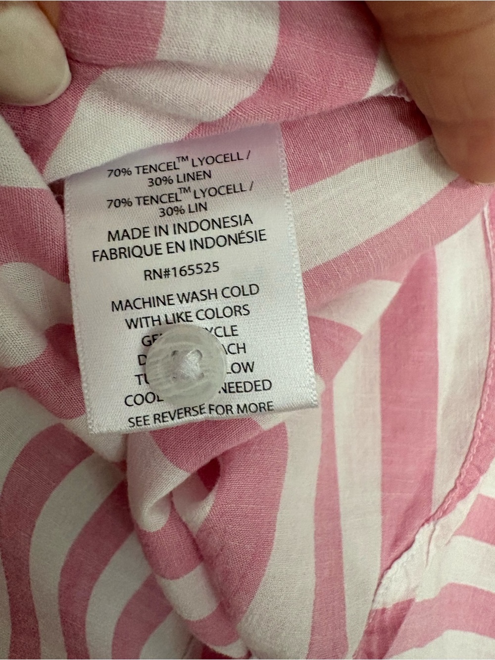 Lola River Pink & White Striped Button-Down Shirt Linen - Picture 5 of 5